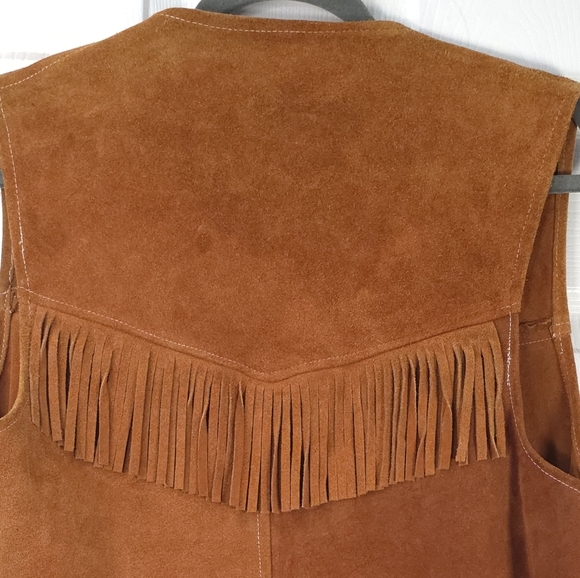 Vintage Leather Vest With Fringe Brown Bohemian Western Romantic 70s - Picture 7 of 9